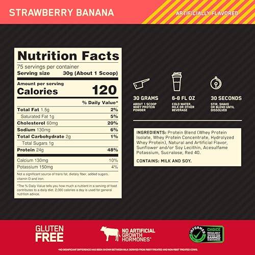 Optimum Nutrition Gold Standard 100% Whey Protein Powder, Strawberry Banana Optimum Nutrition buy supplements canada