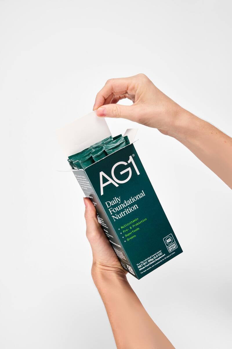 AG1 Athletic Greens Powder Supplement, Improve Gut Health, Multivitamin, Probiotic, Gluten Free, Vegan and Keto Friendly, 75 Vitamins (Travel Packs, 14 Count) - Classic Formula AG1 buy supplements canada