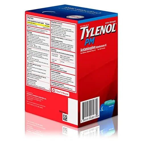 Tylenol PM Extra Strength Nighttime Pain Reliever Sleep Aid Caplets with Acetaminophen & Diphenhydramine HCl, Relief for Nighttime Aches & Pains, Travel Size, 50 Packs of 2 Caplets Tylenol buy supplements canada