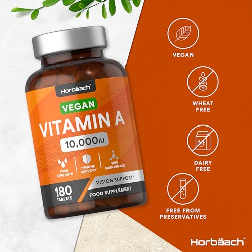 Vitamin A Tablets 10000iu | 180 Count | High Strength Vitamin A as Retinol Acetate Horbäach buy supplements canada