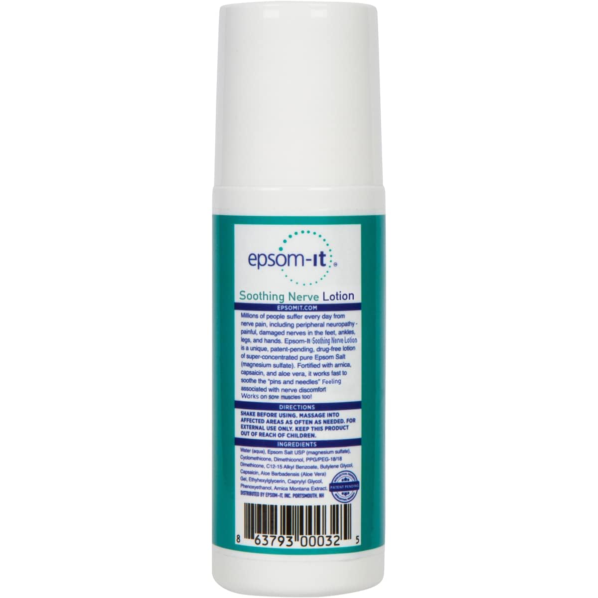 Epsom-It Soothing Nerve Lotion - Roll On Epsom Salt Magnesium Lotion, Topical Magnesium Cream with Capsaicin & Arnica for Tired Muscles and Sleep, 3oz EPSOM-IT buy supplements canada