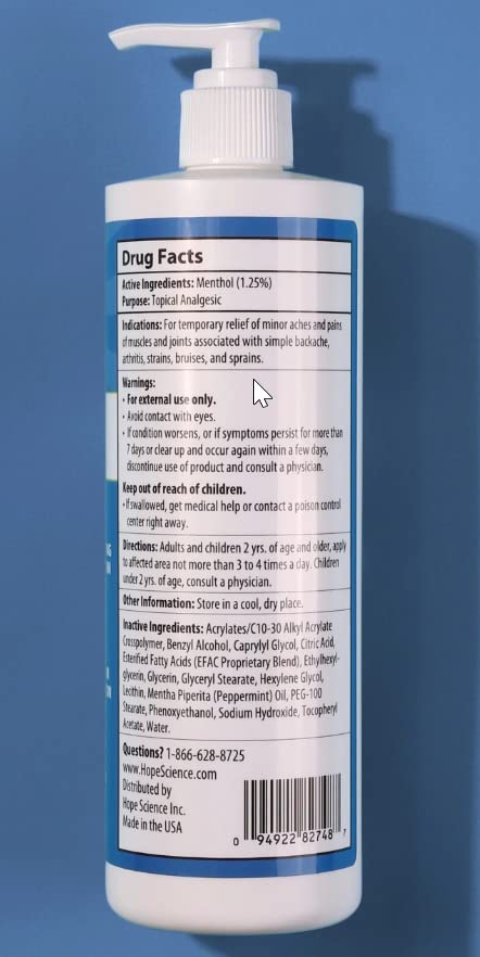 ACTIVE AGAIN Hope Science Cream, 16oz | for Joint Health, Pain Relief, and Mobility, Muscle, Back, Knee, Shoulder | Fast Acting | Made in USA ACTIVE AGAIN buy supplements canada