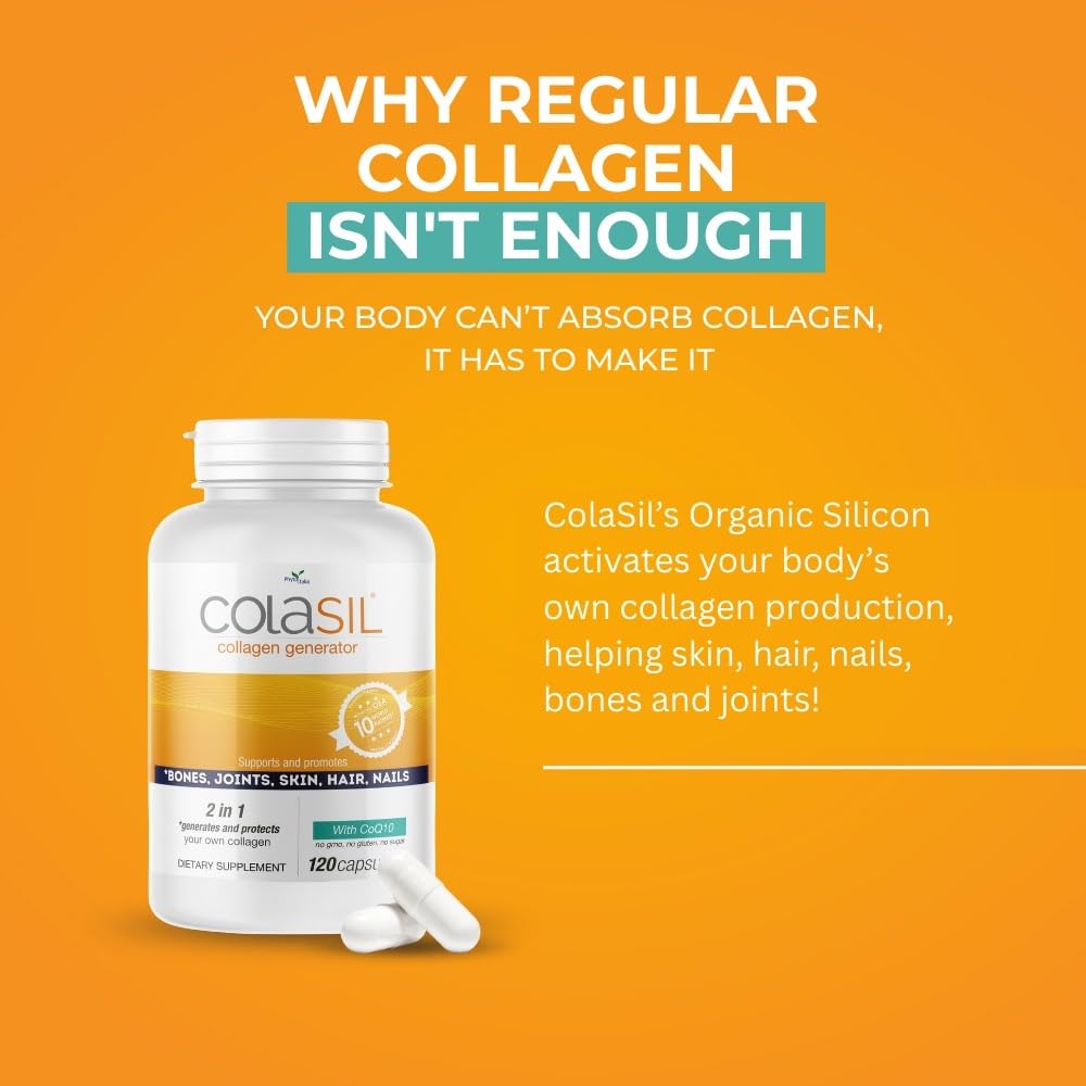 Colasil Collagen Booster Capsules – Organic Silica (OSA) + Hydrolyzed Collagen Generator for Hair, Skin, Nails, Bones & Joints – High Absorption, Non-GMO, Allergen-Free, 120 Capsules (60-Day Supply) Colasil buy supplements canada