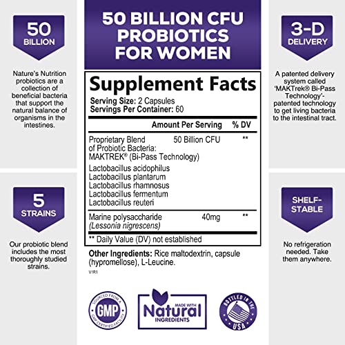 Probiotics for Women 4-in-1, 50 Billion CFU + Prebiotics, Vaginal Women's Probiotic Nature's Nutrition buy supplements canada