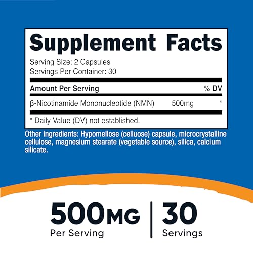 Nutricost NMN (Nicotinamide Mononucleotide) 500mg, 60 Capsules - Vegetarian Friendly, 30 Servings, Gluten Free, GMO Free Nutricost buy supplements canada