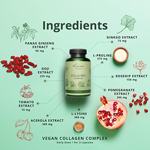 Vegavero Vegan Collagen Supplement | 2000mg | Complex with L-Lysine, L-Proline, Vitamin C (Acerola) & Superfoods Extracts Vegavero buy supplements canada