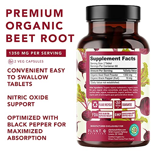USDA Plant.O Premium Organic Beet Root Tablets [1350mg Beets Powder] with Black Pepper PLANT.O NUTRITION buy supplements canada