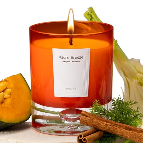 Pumpkin Scented Candles for Home - 12 oz, 70 Hours Burning - Natural Essential Oils & Soy Wax Azure Breeze buy supplements canada