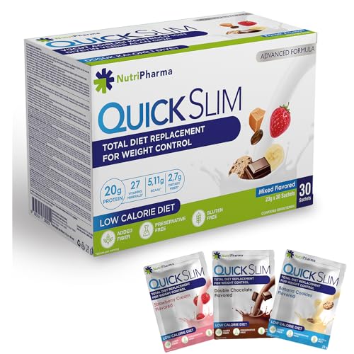 Quick Slim Meal Replacement Shake for Weight Loss, 30 Servings, 20g Protein, 27 Vitamins NUTRIPHARMA Quick Slim buy supplements canada