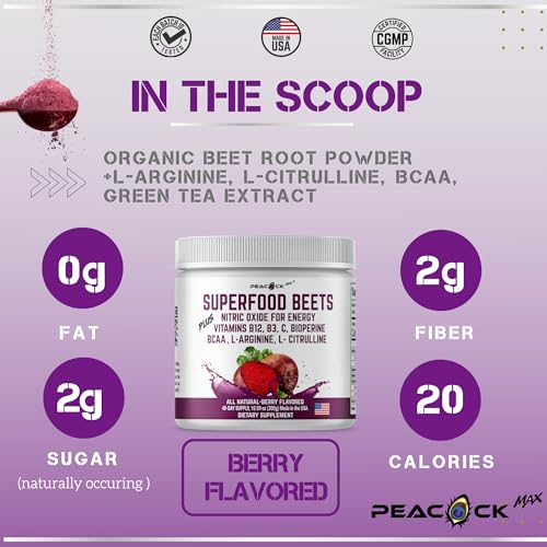 Peacock Max Superfoods Blend Immunity Support Vegan Gluten Free (Beets Nitric Oxide B12 Powder) Peacock Max buy supplements canada