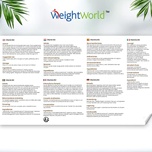 Vitamin B12 Tablets High Strength – 1000mcg Vegan B12 Supplement – 450 Pure Methylcob WeightWorld buy supplements canada