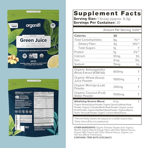 Organifi Green Juice - Organic Superfood Powder - 90-Day Supply - Organic Vegan Greens Organifi buy supplements canada