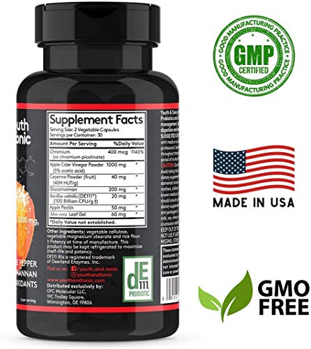 Youth & Tonic Natural Appetite Suppressant for Weight Loss / 1000 mg Apple Cider Youth & Tonic buy supplements canada