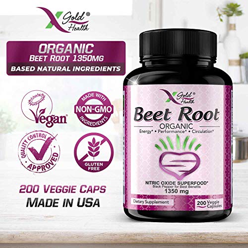 Organic Beet Root Powder 1350mg 200 Veggie caps Superfood Nitric Oxide Strongest X Gold Health buy supplements canada