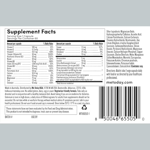 me today Multivitamin for Men, Mineral Supplements with 27 Vitamins, Minerals and Herbs, Including D, C, A, B, Biotin and Zinc, Vegetarian | General Health Supplements | 60 Capsules me today buy supplements canada
