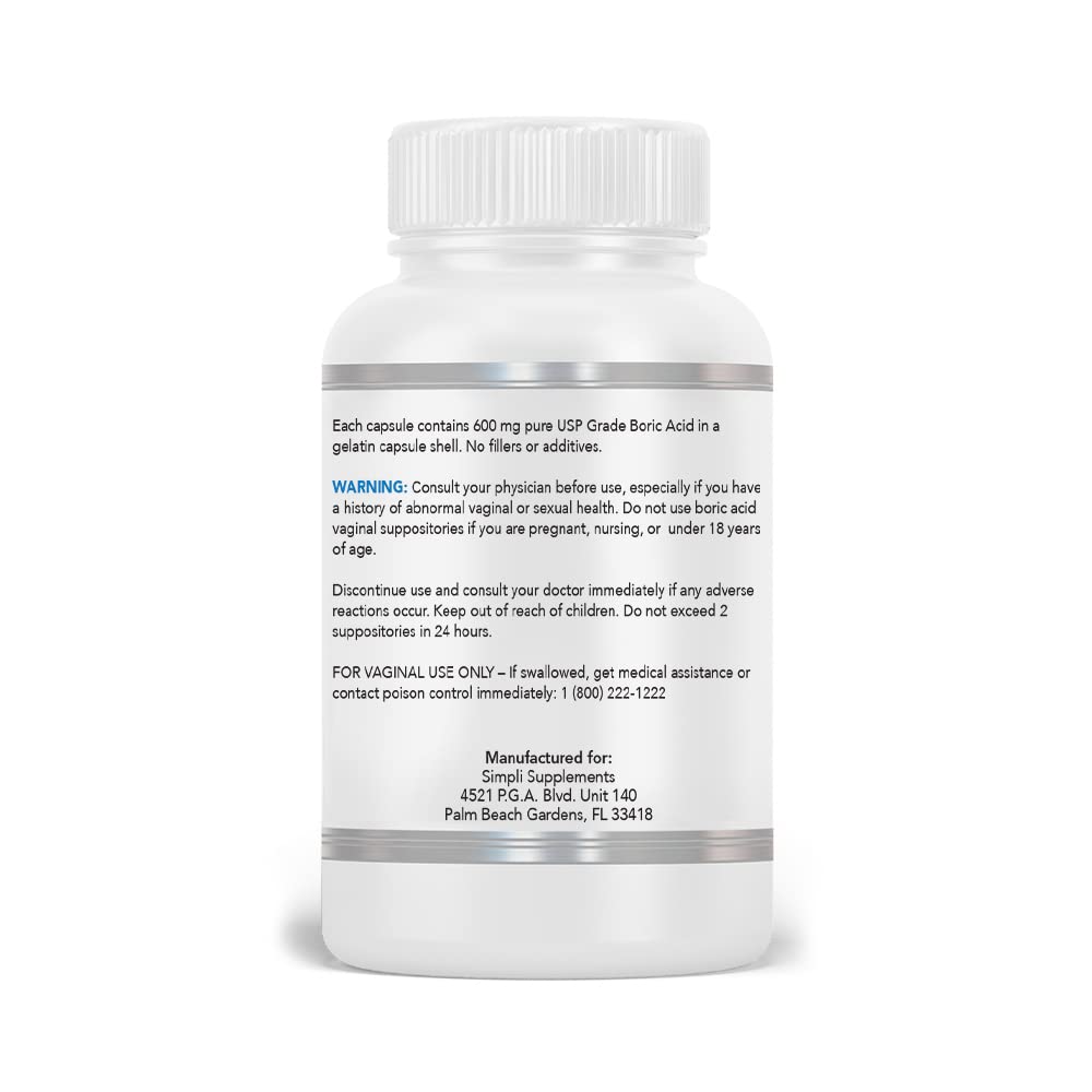 Simpli Supplements 60 Boric Acid Suppositories - Modern Support & Ancient Remedy - Scientifically Simpli Supplements buy supplements canada