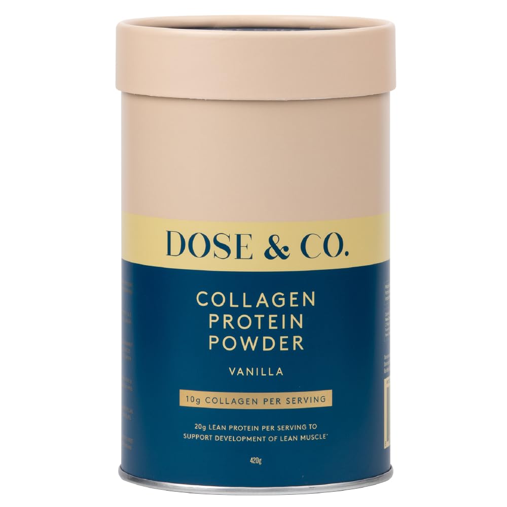 Dose & Co Collagen Protein Powder (Vanilla) 420g – Non-GMO, Gluten Free Collagen Peptides Supplement – 20g of Whey Protein, Vanilla DOSE & CO buy supplements canada