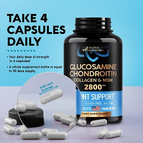 Glucosamine | Chondroitin | MSM | Collagen - 2800 mg Joint Support Supplement NUTRAHARMONY buy supplements canada