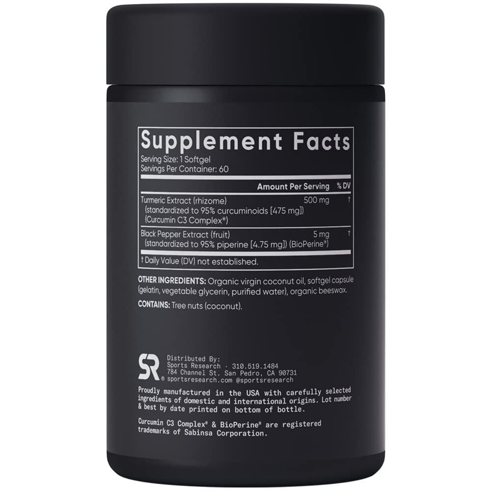 Sports Research Turmeric Curcumin C3 Complex - Softgels with Bioperine Black Pepper Sports Research buy supplements canada
