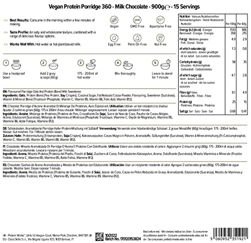 Protein Works - Vegan Protein Porridge 360 | High Protein Breakfast | Plant-Based | Chocolate | 900g THE PROTEIN WORKS buy supplements canada