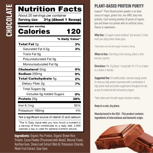 Isopure Chocolate Vegan Protein Powder, with Monk Fruit Sweetener & Amino Acids Isopure buy supplements canada