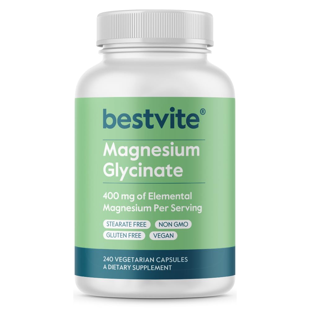 BESTVITE Filler-Free Magnesium Glycinate - 400mg of Magnesium per Serving (240 Veg Caps)- Chelated Bisglycinate for Muscle, Relaxation, Stress & Sleep Support* - For Men & Women - No Stearates - Vegan BESTVITE buy supplements canada