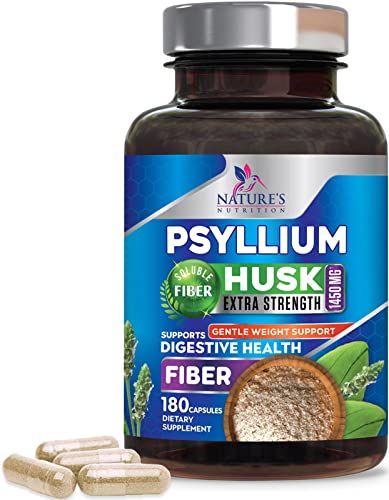 High Absorption Psyllium Husk Capsules 1450mg, Natural Soluble Fiber Supplement Non-GMO Nature's Nutrition buy supplements canada