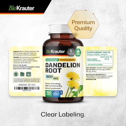 BIO KRAUTER Dandelion Root Capsules - Organic Dandelion Root Supplement - Vegan BIO KRAUTER buy supplements canada