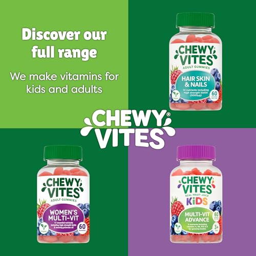 Chewy Vites Beauty Collagen 60 Gummy Vitamins |Hydrolised Collagen, CoQ10, Biotin + Vitamins | 1 Month Supply | Real Fruit Juice | Berry Flavour | 2-a-Day | CHEWY VITES buy supplements canada
