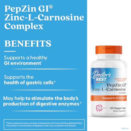 Doctor's Best PepZin GI, Zinc-L-Carnosine Complex for Men & Women - Zinc Carnosine Supplement Caps for Gut Health, Digestive Support, & Stomach Comfort Doctor's BEST buy supplements canada