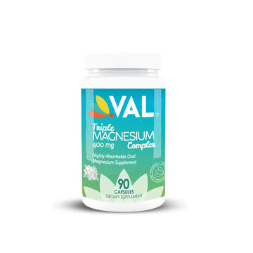 VAL Triple Magnesium Complex 400mg (Glycinate, Taurate & Citrate) for Muscle Relaxation, Sleep & Calm Energy, Vegan, Non-GMO, 90 Capsules VAL buy supplements canada