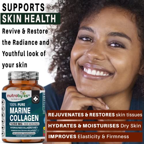 High Strength Marine Collagen Capsules - 1250mg Hydrolysed Collagen Supplement NUTRABYTES buy supplements canada