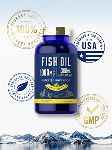 Fish Oil 1000mg | 300mg Omega 3 | 250 Count | Non-GMO and Gluten Free Supplement Carlyle buy supplements canada
