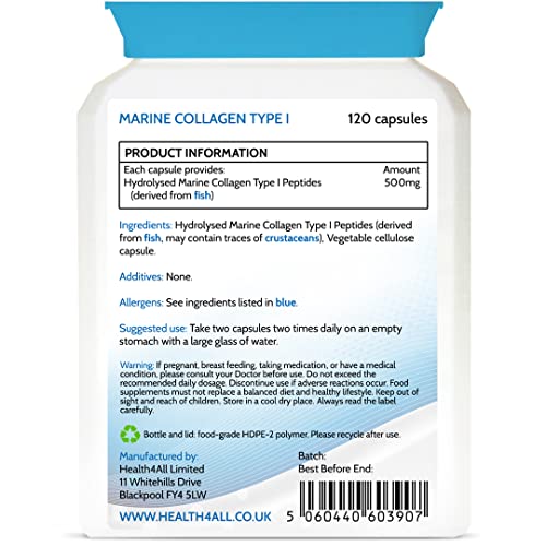 Health4All Marine Collagen Peptides Type I 120 Capsules (V) 2000mg Daily Dose Super Absorbable Health4All buy supplements canada