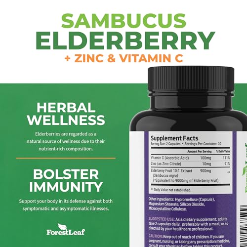 ForestLeaf Sambucus Elderberry with Vitamin C and Zinc - 9000mg Ult ForestLeaf buy supplements canada