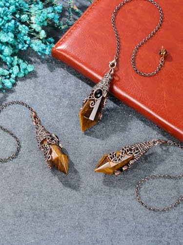 PESOENTH Crystal Pendulum Dowsing Divination Scrying Pendulum with Bronze Wrap Tiger Eye Healing PESOENTH buy supplements canada