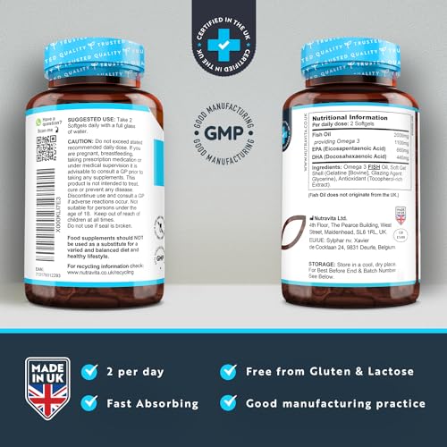 Omega 3 2000mg with 660mg EPA & 440mg DHA per Serving - 240 Softgel Capsules Nutravita buy supplements canada