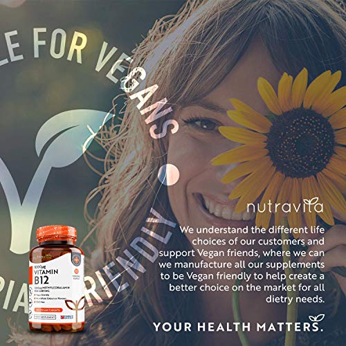 Vitamin B12 1000mcg - 365 High Strength Vegan Tablets (1 Year Supply) - Max Strength Nutravita buy supplements canada