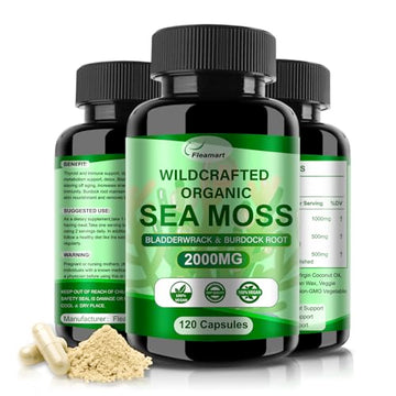 Fleamart 2 Pack Irish Sea Moss Capsules 120ct Raw Organic Sea Moss Wildcrafted Bladder Fleamart buy supplements canada