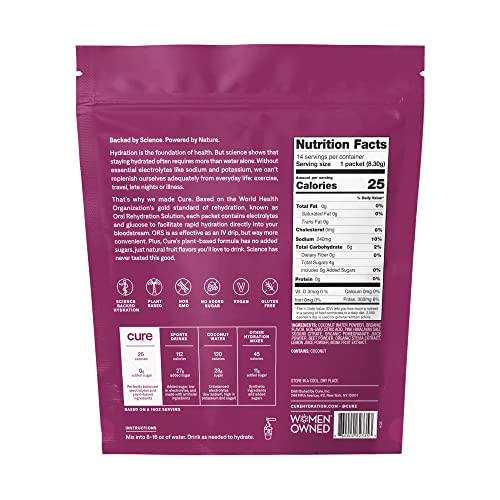Cure Hydrating Plant Based Electrolyte Mix | FSA & HSA Eligible | Powder for Dehydration Cure Hydration buy supplements canada