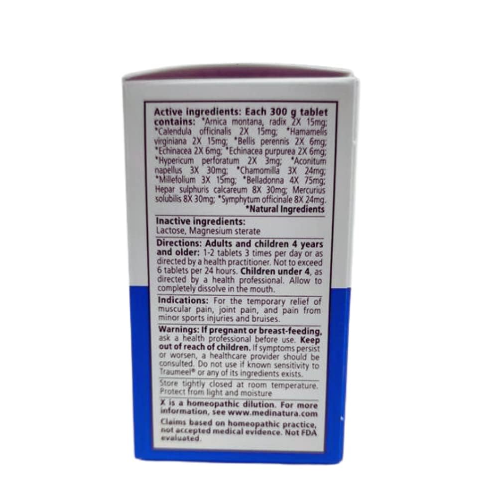 MediNatura Traumeel Homeopathic Arnica + 13 Active Ingredients for Muscle, Joint, Back, Arthritis, Injury, Exercise Related Pain & Soreness - Made in Germany - 100 Tablets MediNatura buy supplements canada
