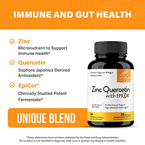 Sandhu's Zinc Quercetin with EpiCor® 60 Vegetarian Capsules - Gluten-Free Zinc Sandhu's buy supplements canada