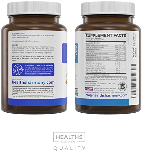 Thyroid Support with Iodine - 120 Capsules (Non-GMO) Healths Harmony buy supplements canada