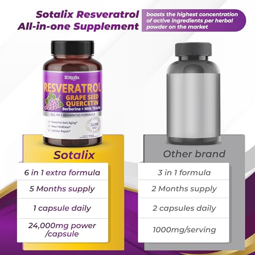 Resveratrol 24,000mg with Grape Seed + Quercetin Berberine + Milk Thistle Powerful Anti SOTALIX SUPPLEMENT buy supplements canada