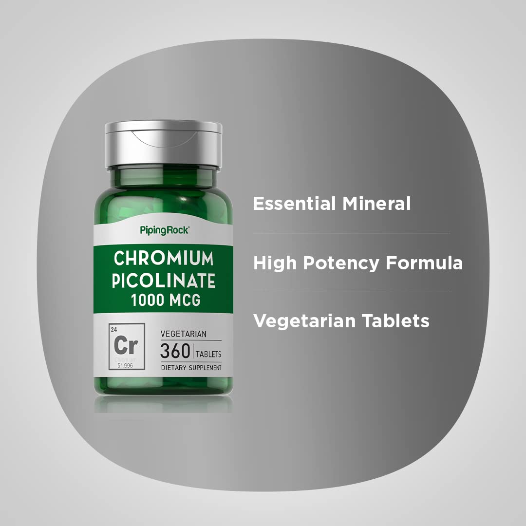 Chromium Picolinate 1000 mcg | 360 Tablets | Chromium Supplement | Vegetarian, Non-GMO Piping Rock buy supplements canada