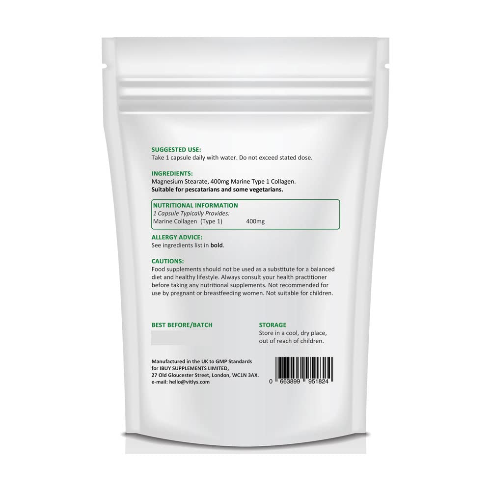 Optimum Marine Collagen 30 Capsules - 1 Month Supply - One Per Day Hydrolysed Collagen Vitlys buy supplements canada