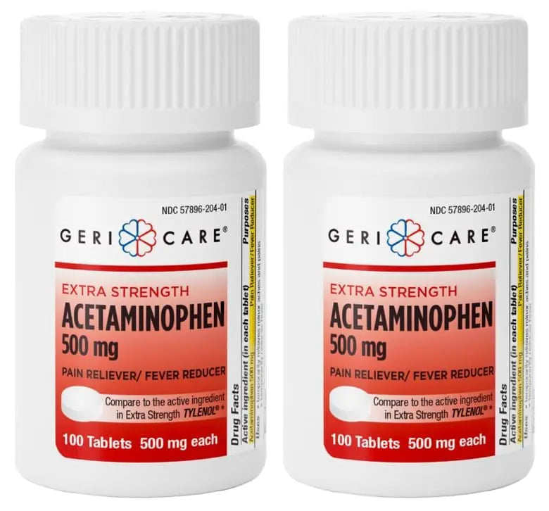 GeriCare Extra Strength Acetaminophen Pain Relief Fever Reducer Tablets, Strength 500mg Tablet | Joint, Muscle, Arthritis, Back Pain, Body Pain Relief, 100 Count (Pack of 2) GeriCare buy supplements canada