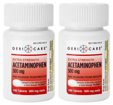 GeriCare Extra Strength Acetaminophen Pain Relief Fever Reducer Tablets, Strength 500mg Tablet | Joint, Muscle, Arthritis, Back Pain, Body Pain Relief, 100 Count (Pack of 2) GeriCare buy supplements canada