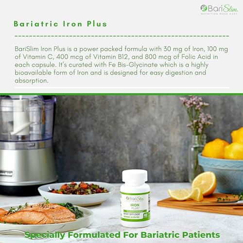 BariSlim Iron Plus Capsules - Formulated for Patients After Weight Loss Surgery Including BariSlim buy supplements canada