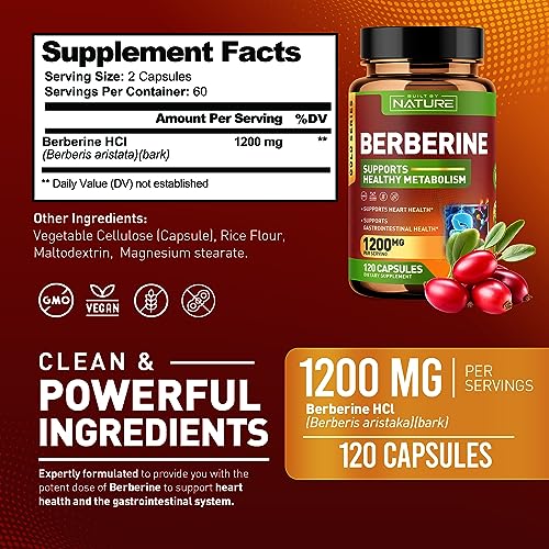 Berberine 1200mg - 100% Pure Berberine HCl Supplement, High Strength Berberine Built by Nature buy supplements canada